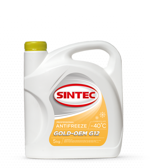 Антифриз Sintec Gold G-12 желтый (-40) (5 л.)