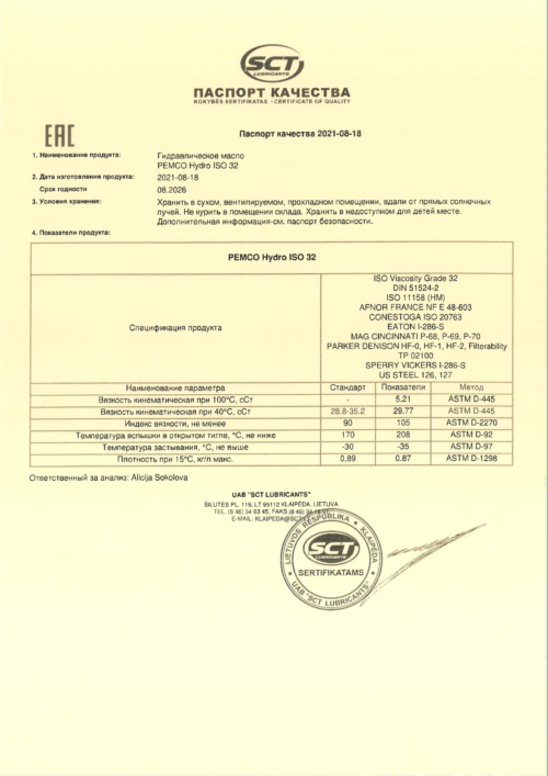 Масло гидравлическое Pemco Hydro HLP 32 (20 л.)